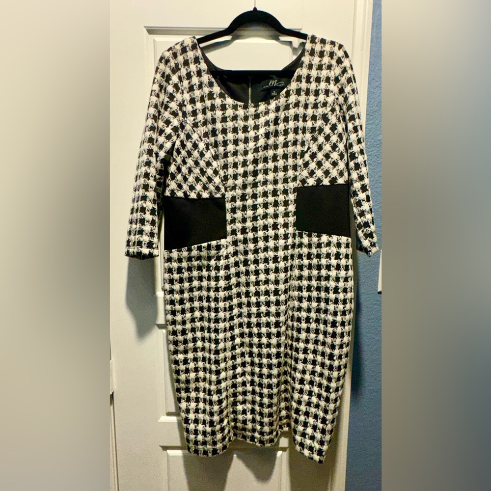 Midnight Velvet Monochrome Houndstooth Dress